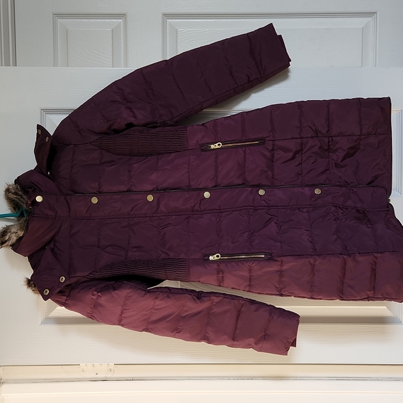 Joules Burgundy Caldcott Puffer Coat - Picture 2 of 11